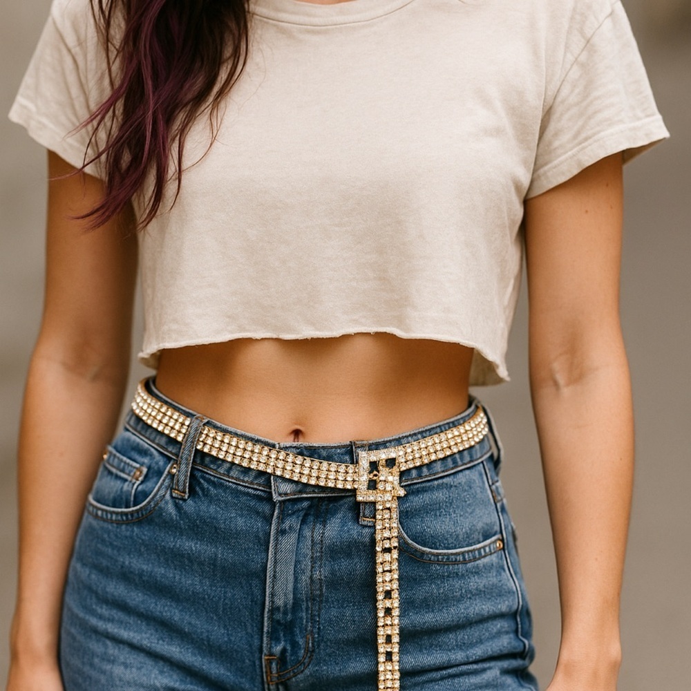 Rodeo Drive- not your mom's rhinestones.. Rebel Luxe..18k plate glam belt.